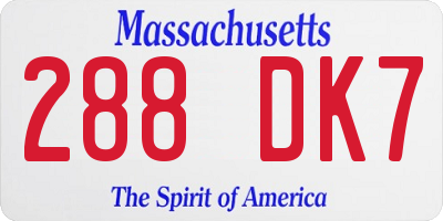 MA license plate 288DK7