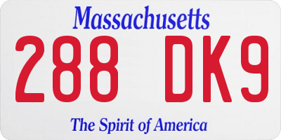 MA license plate 288DK9