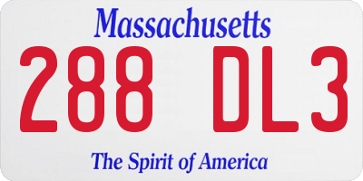 MA license plate 288DL3
