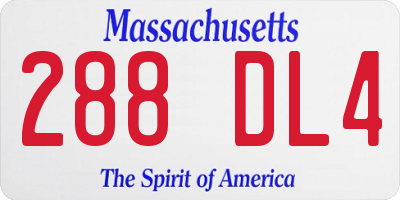 MA license plate 288DL4