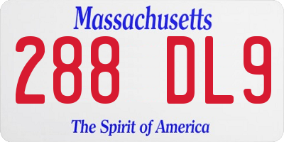 MA license plate 288DL9