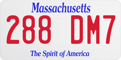 MA license plate 288DM7