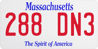 MA license plate 288DN3