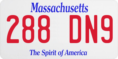 MA license plate 288DN9