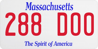 MA license plate 288DO0