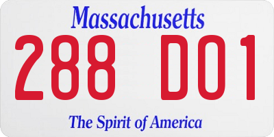 MA license plate 288DO1