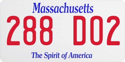 MA license plate 288DO2