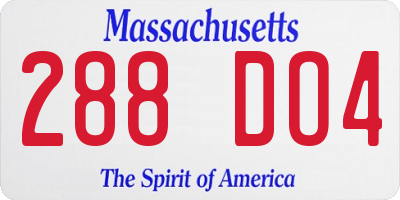 MA license plate 288DO4