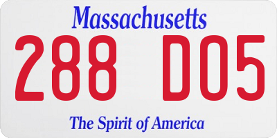 MA license plate 288DO5