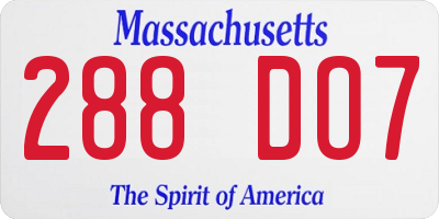 MA license plate 288DO7