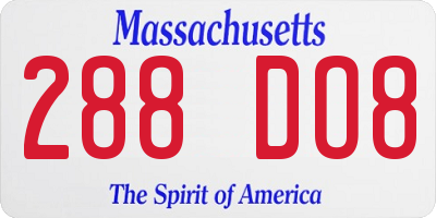 MA license plate 288DO8