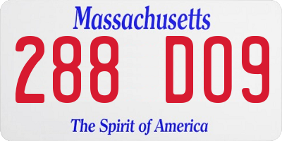 MA license plate 288DO9