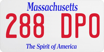 MA license plate 288DP0