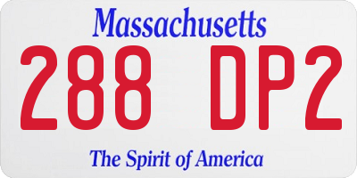 MA license plate 288DP2