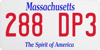 MA license plate 288DP3
