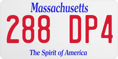 MA license plate 288DP4
