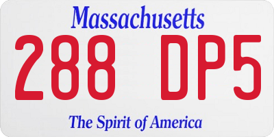 MA license plate 288DP5