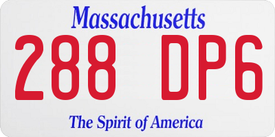 MA license plate 288DP6