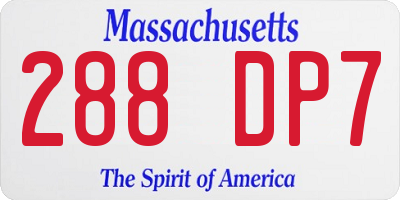 MA license plate 288DP7