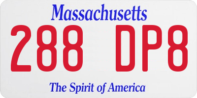 MA license plate 288DP8