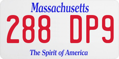 MA license plate 288DP9