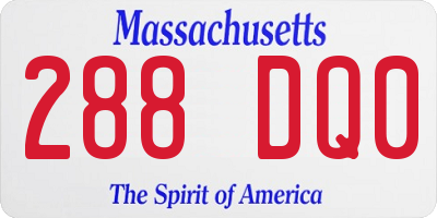 MA license plate 288DQ0