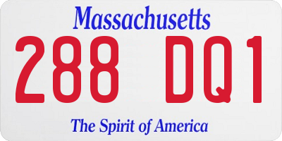 MA license plate 288DQ1