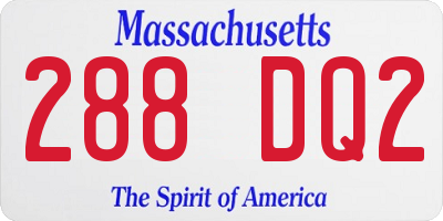 MA license plate 288DQ2