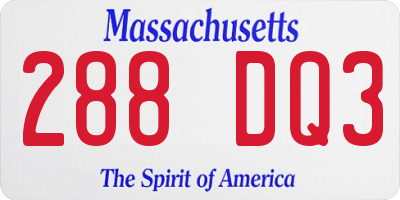 MA license plate 288DQ3
