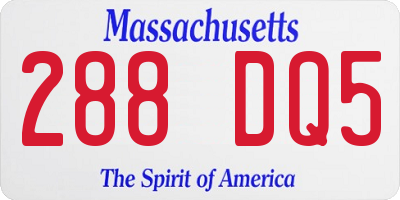 MA license plate 288DQ5