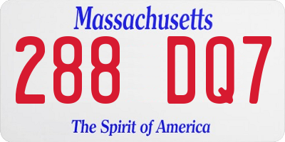 MA license plate 288DQ7