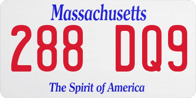 MA license plate 288DQ9