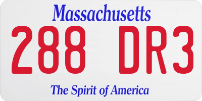 MA license plate 288DR3