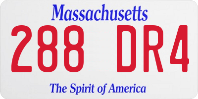 MA license plate 288DR4