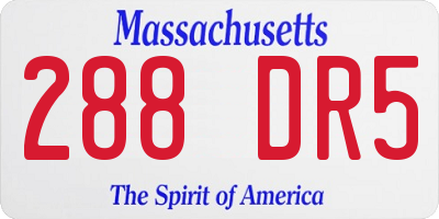MA license plate 288DR5