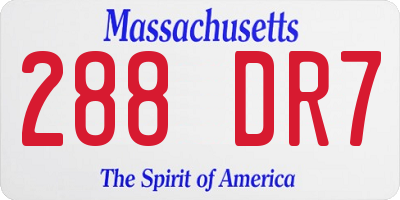 MA license plate 288DR7