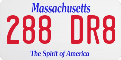 MA license plate 288DR8