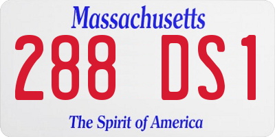 MA license plate 288DS1