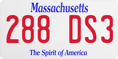 MA license plate 288DS3