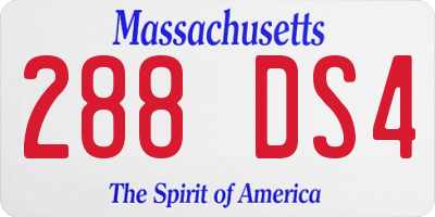 MA license plate 288DS4