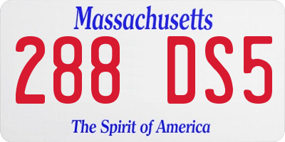 MA license plate 288DS5