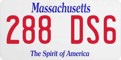 MA license plate 288DS6
