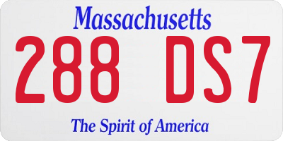 MA license plate 288DS7