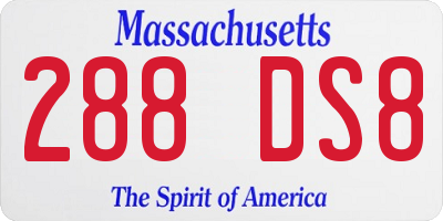 MA license plate 288DS8