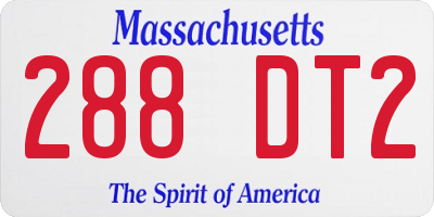 MA license plate 288DT2