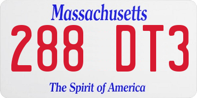 MA license plate 288DT3