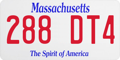 MA license plate 288DT4