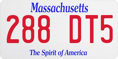 MA license plate 288DT5
