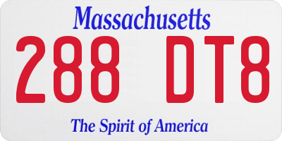 MA license plate 288DT8