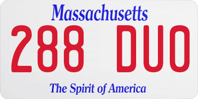 MA license plate 288DU0